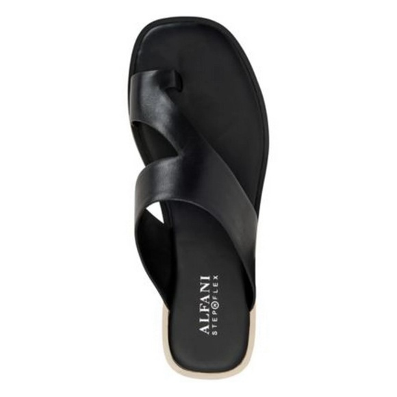 🖤🖤 ALFANI Womens Toe-Loop Asymmetrical Comfort Square Toe Slip On Sandals 6M - Picture 1 of 6